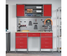 Darbo spinta 8 pcs Raudona Inžinerinė mediena ir plienas
