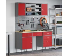 Darbo spinta 8 pcs Raudona Inžinerinė mediena ir plienas