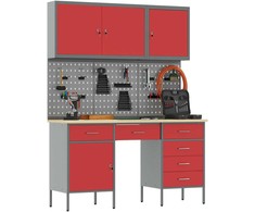 Darbo spinta 8 pcs Raudona Inžinerinė mediena ir plienas