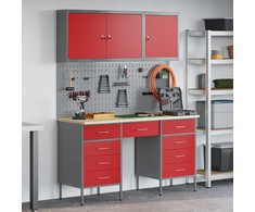 Darbo spinta 8 pcs Raudona Inžinerinė mediena ir plienas