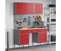 Darbo spinta 8 pcs Raudona Inžinerinė mediena ir plienas