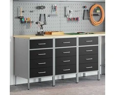 Darbo spinta su stalčių 3 pcs Juoda ir pilka 150 x 55 x 85 cm