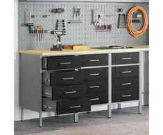 Darbo spinta su stalčių 3 pcs Juoda ir pilka 150 x 55 x 85 cm