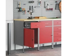 Darbo spinta su stalčių 2 pcs Raudona ir pilka 100 x 55 x 85 cm