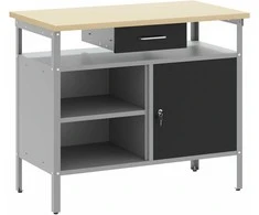 Darbastalis su stalčių Juoda ir pilka 100 x 55 x 85 cm