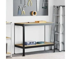Darbo stalas su lentyna su saugykla Juodas 115 x 55 x 91 cm