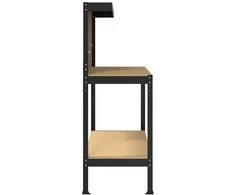 Darbo stalas su lentyna su saugykla Juodas 114 x 54 x 145 cm
