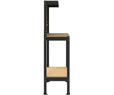 Darbo stalas su lentyna su saugykla Juodas 81 x 41 x 145 cm