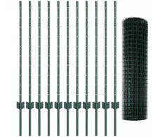 Euro tvoros su stulpu 25 x 1 m PVC dengtas plienas Žalia