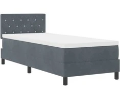 Kiemas lova su čiužiniu Tamsiai pilka 80 x 200 cm Aksomas