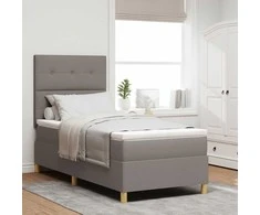 Kiemas lova su čiužiniu su galvūgalio Taupe 90 x 190 cm audinys