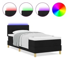 LED Čiužinio Lova su LED juostelėmis Juodas 90 x 190 cm audinys