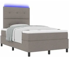 Kiemas lova su čiužiniu su LED Taupe 120 x 200 cm audinys