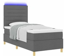 LED Čiužinio Lova su čiužiniu Tamsiai pilka 90 x 190 cm audinys