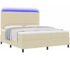Kiemas lova su čiužiniu su LED Kreminė 180 x 200 cm audinys