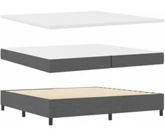 Kiemas lova su čiužiniu Tamsiai pilka 200 x 200 cm audinys
