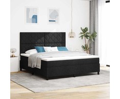 Kiemas lova su LED juostelėmis Juoda 180 x 200 cm audinys