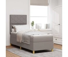 Kiemas lova su čiužiniu su galvūgalio Taupe 80 x 200 cm audinys