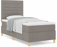 Kiemas lova su čiužiniu su galvūgalio Taupe 90 x 190 cm audinys