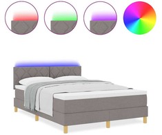 LED Čiužinio Lova su galvūgalio Taupe 140 x 190 cm audinys