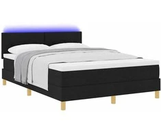 LED Čiužinio Lova su galvūgalio Juodas 140 x 200 cm audinys