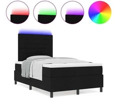 Kiemas lova su čiužiniu su LED Juoda 120 x 200 cm audinys