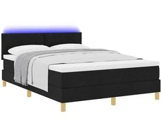 LED Čiužinio Lova su galvūgalio Juodas 160 x 200 cm audinys