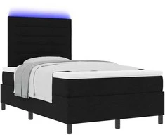 Kiemas lova su čiužiniu su LED Juoda 120 x 200 cm audinys