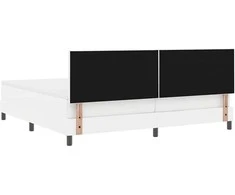 Kiemas lova su čiužiniu su LED Balta 200 x 200 cm Dirbtinė oda