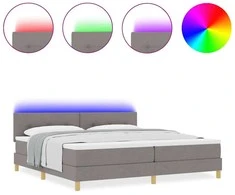 LED Čiužinio Lova su pagalve Taupe 200 x 200 cm audinys