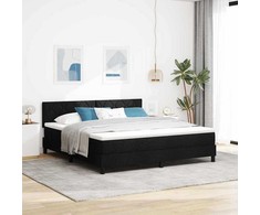 Kiemas lova su LED juostelėmis Juoda 180 x 200 cm audinys