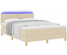 LED Čiužinio Lova su galvūgalio Kreminė 160 x 200 cm audinys