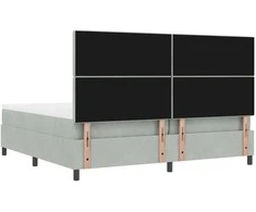 Kiemas lova su čiužiniu Šviesiai pilka 200 x 200 cm Aksomas