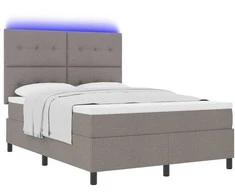 Kiemas lova su čiužiniu su LED Taupe 140 x 200 cm audinys