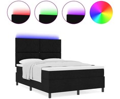 Kiemas lova su LED juostelėmis Juoda 140 x 190 cm audinys