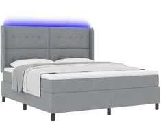 LED Čiužinio Lova Šviesiai pilka 180 x 200 cm audinys