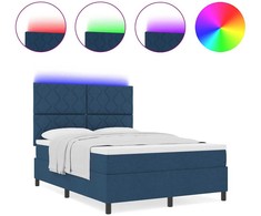 Kiemas lova su LED juostelėmis Mėlyna 160 x 200 cm audinys