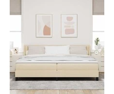 Kiemas lova su čiužiniu Kreminė 200 x 200 cm audinys