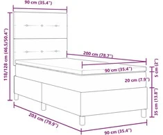 Kiemas lova su čiužiniu su galvūgalio Taupe 90 x 200 cm audinys
