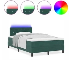 LED Čiužinio Lova su LED Tamsiai žalia 120 x 190 cm Aksomas