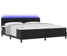 LED Čiužinio Lova su čiužiniu su LED Juoda 200 x 200 cm Aksomas