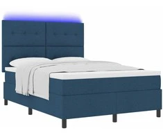 Kiemas lova su čiužiniu su LED Mėlyna 160 x 200 cm audinys