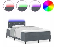 LED Čiužinio Lova su LED Tamsiai pilka 120 x 190 cm Aksomas