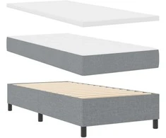 Kiemas lova su galvūgalio Šviesiai pilka 90 x 190 cm audinys