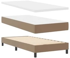 Kiemas lova su čiužiniu Kapučino 100 x 200 cm Dirbtinė oda