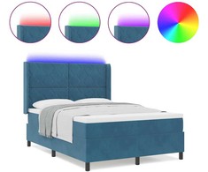 Kiemas lova su LED juostelėmis Mėlyna 140 x 190 cm Aksomas