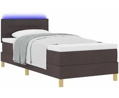 LED Čiužinio Lova Tamsiai rudas 90 x 190 cm audinys