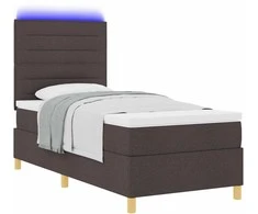 LED Čiužinio Lova Tamsiai rudas 100 x 200 cm audinys