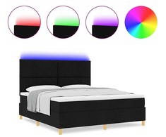 LED Čiužinio Lova su galvūgalio Juoda 180 x 200 cm audinys