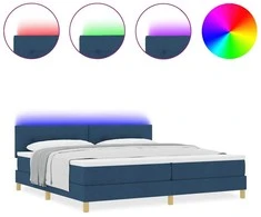 LED Čiužinio Lova su galvūgalio Mėlyna 200 x 200 cm audinys